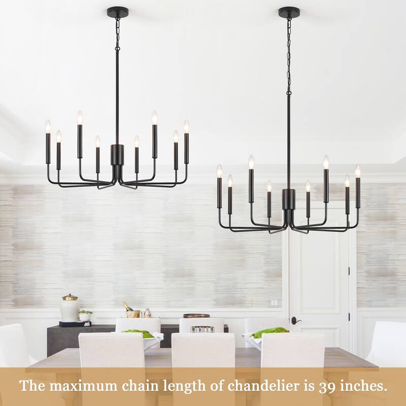 8 - Light Candle Style Chandelier Farmhouse Light Fixture for Kitchen Island Bedroom Entryway - N/A