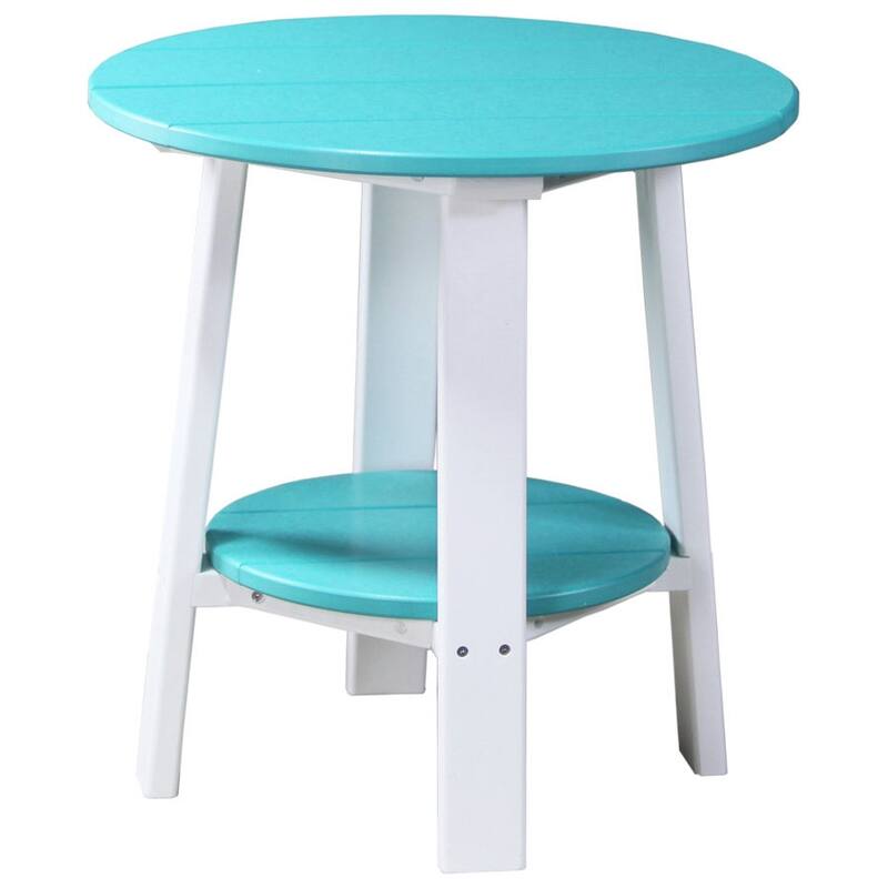 Poly Lumber Deluxe End Table - Standard Height - Aruba Blue & White
