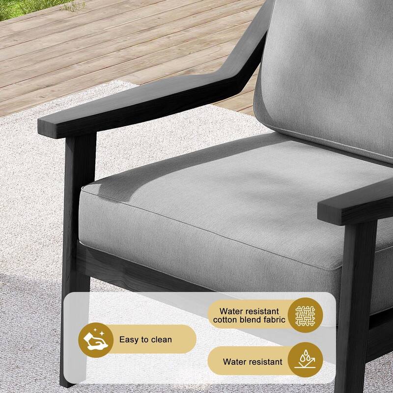 Outdoor Patio Club Chair Arm Lounge Cushion Chair (Set of 2)