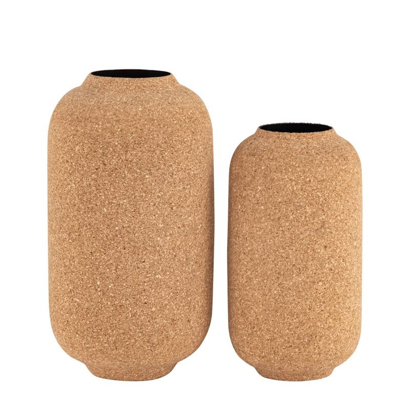 Small Cork Wrapped Flower Vase - 10.75" - Beige