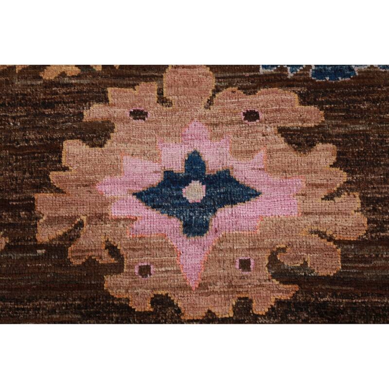 Hand Knotted Oriental 100% Wool Carpet Transitional All-Over Brown Oushak Area Rug - 11' 9'' X 9' 5''