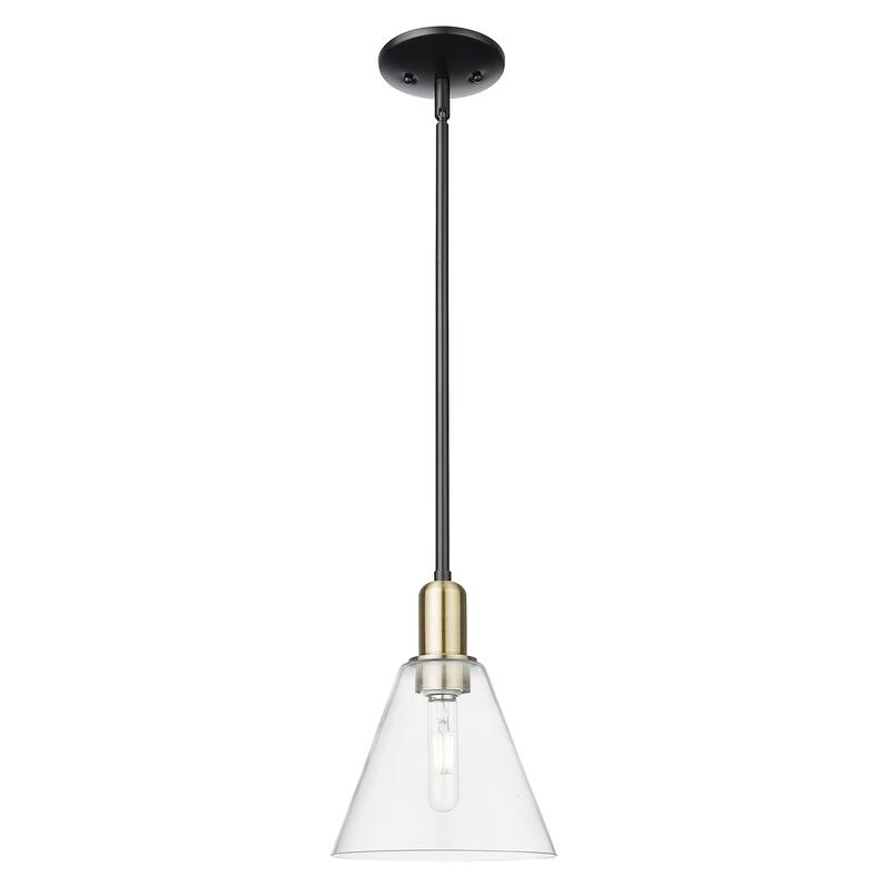 Innovations Lighting Endless Possibilities Arcadia - Berkshire Glass - 1 Light 8" Stem Hung Mini Pendant - Clear/Black Antique Brass