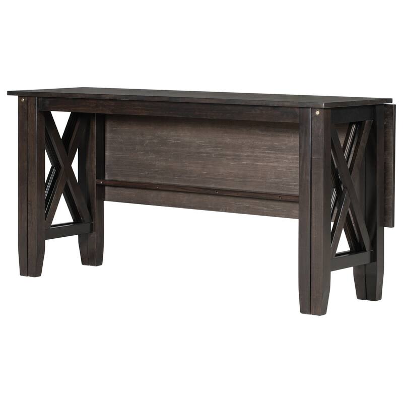 Espresso 6-Piece Wooden Dining Table Set with Foldable Table, 4 Chairs & Bench