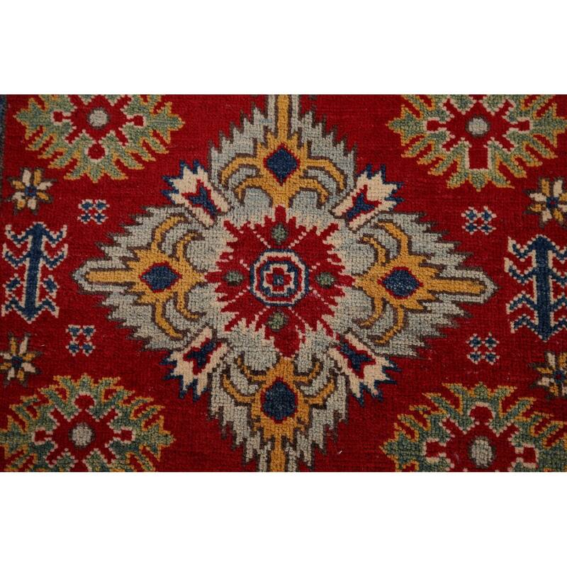 Kazak Oriental Accent Rug Handmade Traditional Red Wool Carpet - 3'3" x 4'7"