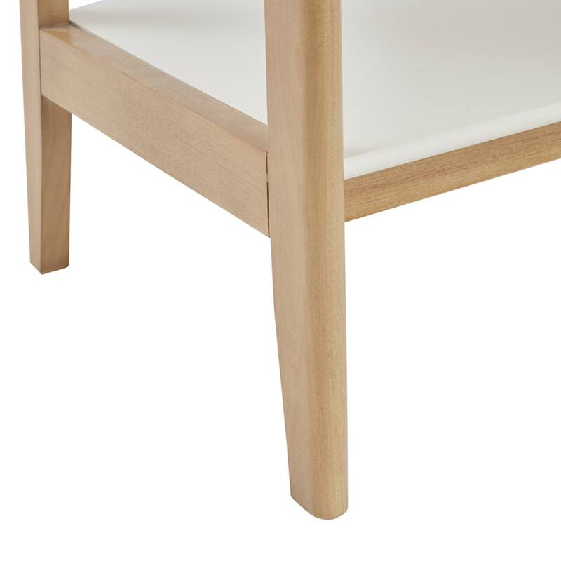 Roomfitters 5 Shelf Bookcase, Tall Narrow Open Shelf with Solid Wood Frame, Mid Century Display Shelf, Off-White