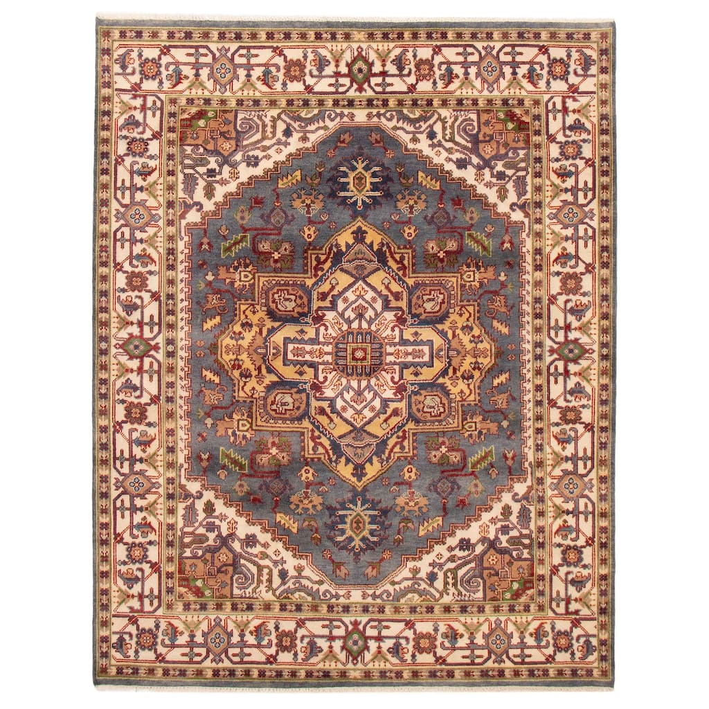 ECARPETGALLERY Hand-knotted Serapi Heritage Slate Blue Wool Rug - 8'1 x 10'3