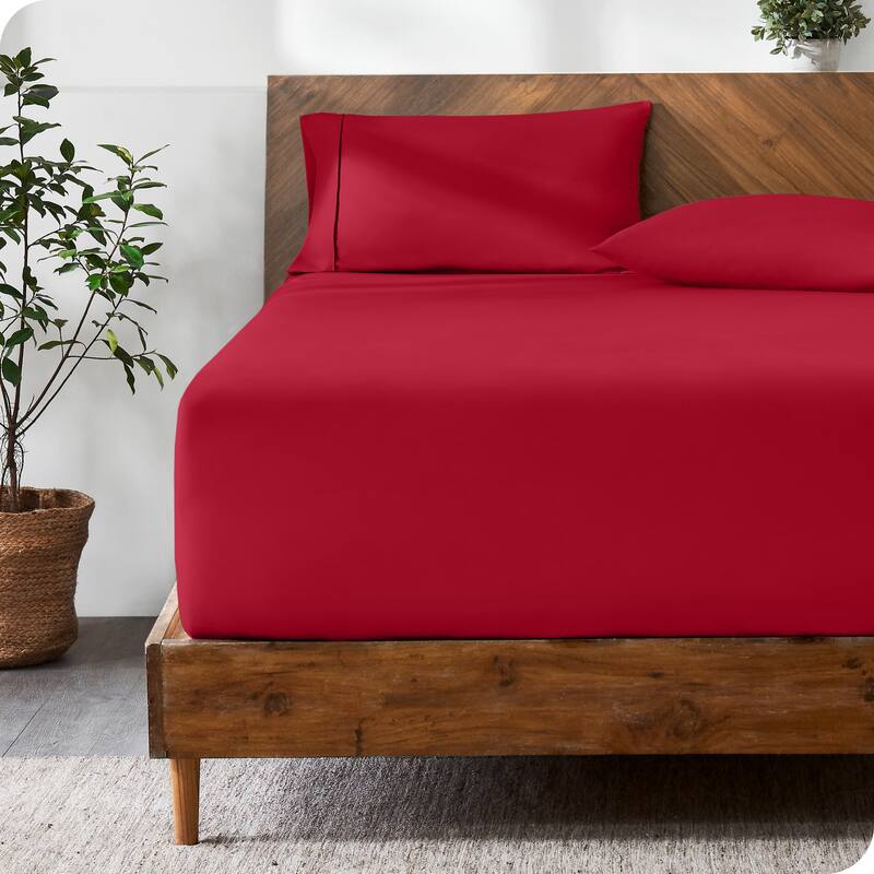 Bare Home Ultra-Soft Microfiber 22 Inch Extra Deep Pocket Fitted Sheet - King - Red