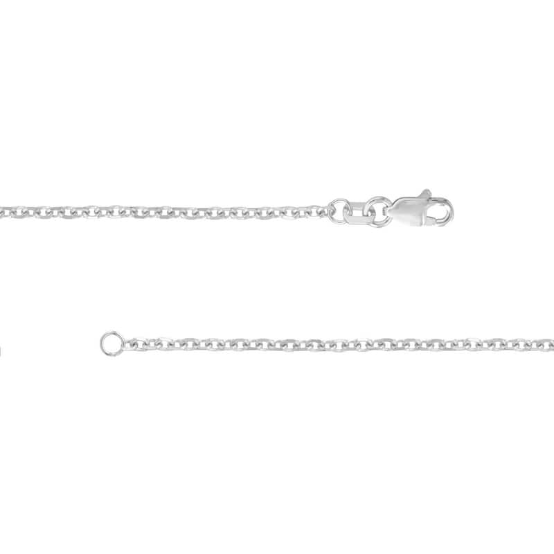 Curata 14k White Gold 1.8mm Diamond Cut Open Cable Chain Necklace (Lobster)