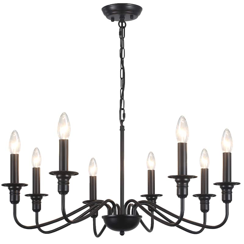 8-Light American Country Design Chandelier, Candle Style Chandelier for Dining Room Living Room Bedroom Kitchen - N/A