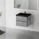 preview thumbnail 28 of 32, ABRUZZO Single Sink Wall Mount Floating Bath Vanity in Cement Grey with Black Quartz Sand Surface Top - 24"
