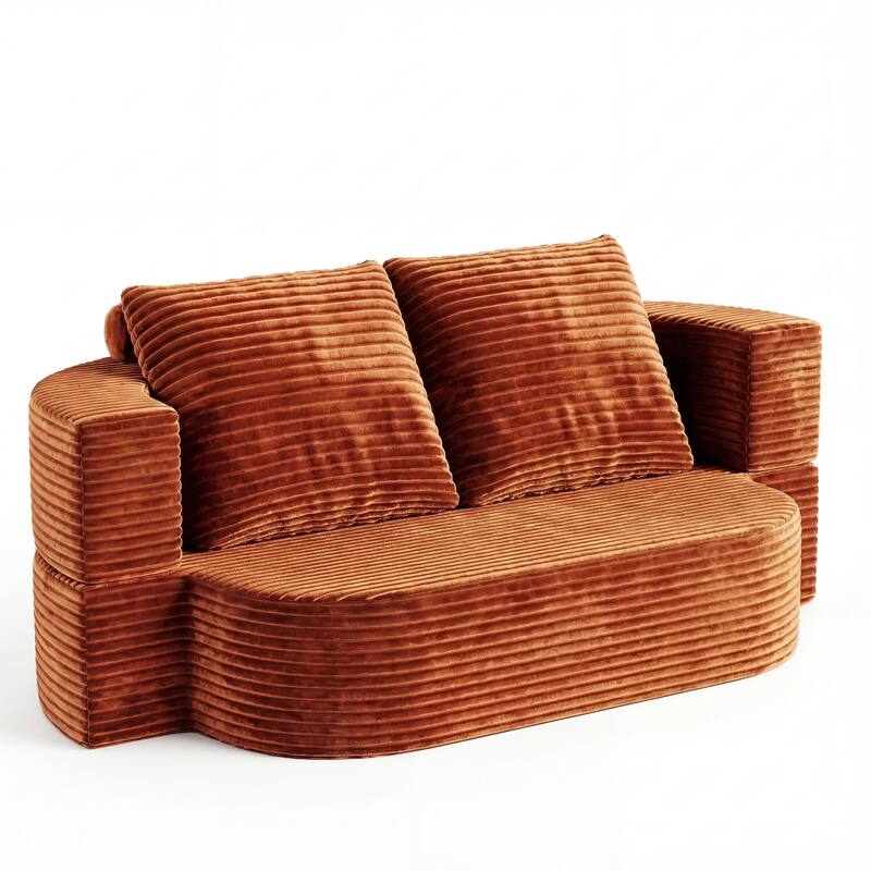 78.7" Full-Size Folding Sofa Bed, Sleeper Futon Loveseat, Plush Corduroy Foam-Filled Couch