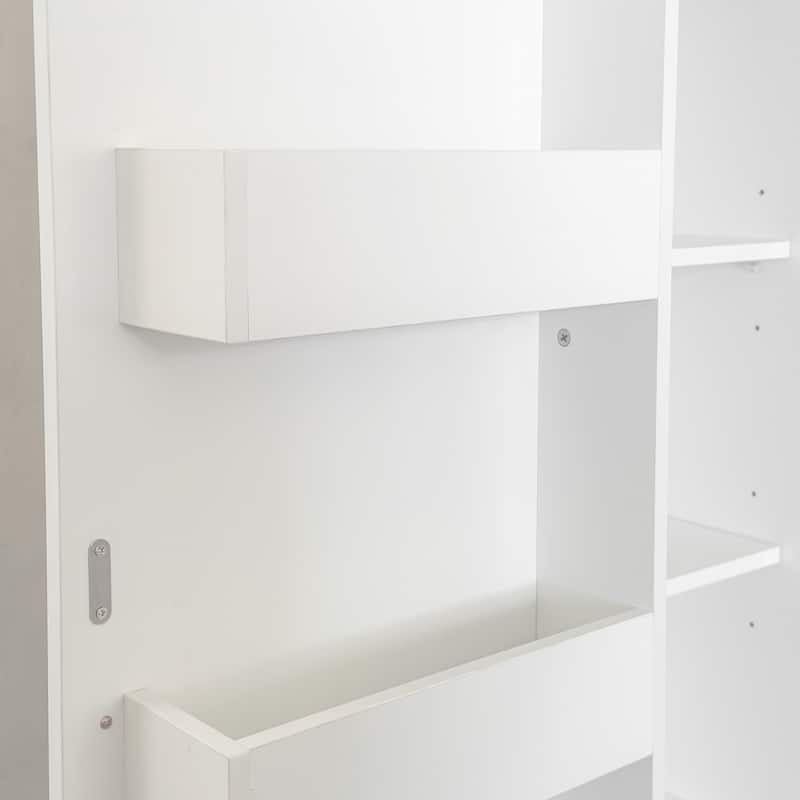 White Kitchen Pantry Cabinet with Doors and Shelves, Freestanding Storage Cupboard for Kitchen Living Room