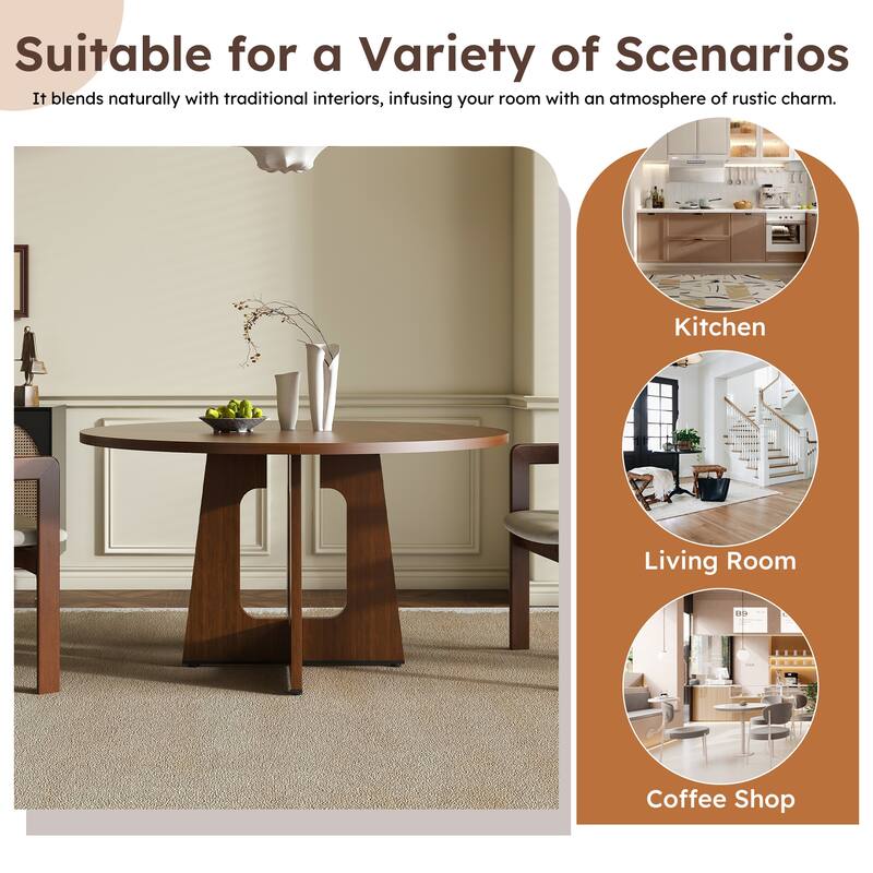 Roomfitters 47 Inch Round Dining Table, Modern Farmhouse Kitchen Circle Desk, Wood Grain Top