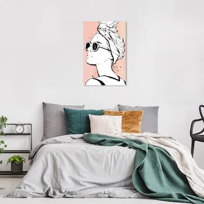 Wynwood Studio Canvas Fashion and Glam Ink Splatter Girl Pink and Light Pink Modern & Contemporary Wall Art Canvas Print
