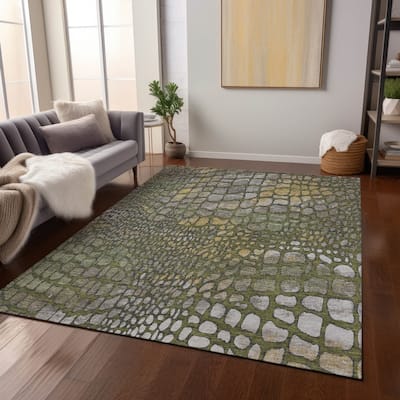 Machine Washable Indoor/ Outdoor Modern Cobble Chantille Rug