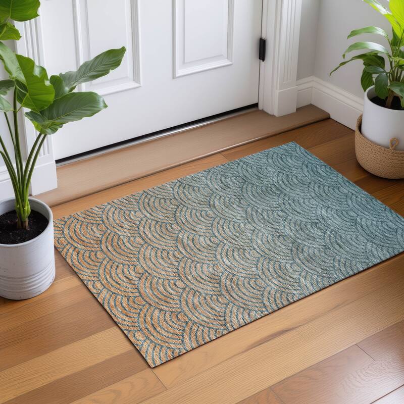 Machine Washable Indoor/ Outdoor Contemporary Poppy Chantille Rug