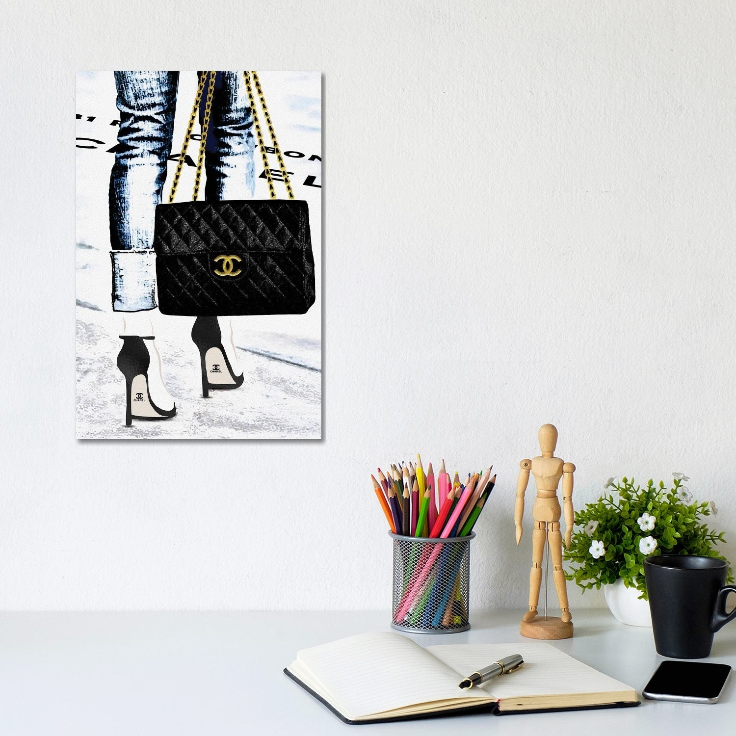 iCanvas Lady With The CC Bag And Black High Heels by Pomaikai Barron  Canvas Print - Bed Bath & Beyond - 34176853