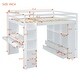 preview thumbnail 3 of 18, Full Size Eye-catching Design Loft Bed with large shelves, writing desk and LED Light, Maximum Storage Space, White