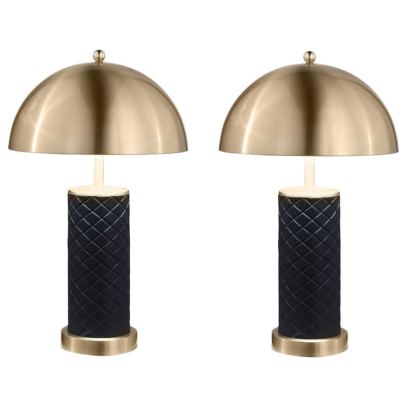Ferris 23-Inch Dome Quilted Table Lamp Black (Set Of 2) - Black