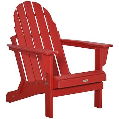 Folding Adirondack Chair, Faux Wood Patio & Fire Pit Chair, Weather Resistant HDPE