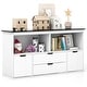 preview thumbnail 1 of 8, Kids Toy Storage Organizer with Blackboard Top-4-Drawer - 48" x 13" x 24.5"