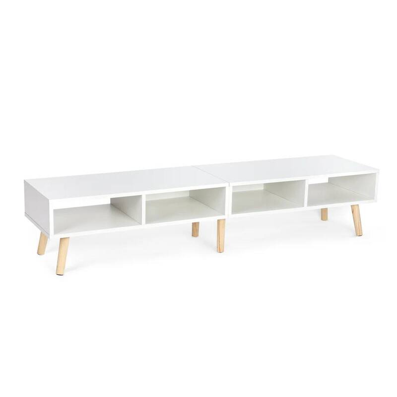 Mid Century Modern TV Stand for TVs up to 65 Inch Wood Media Console with Open Shelves and Cable Management