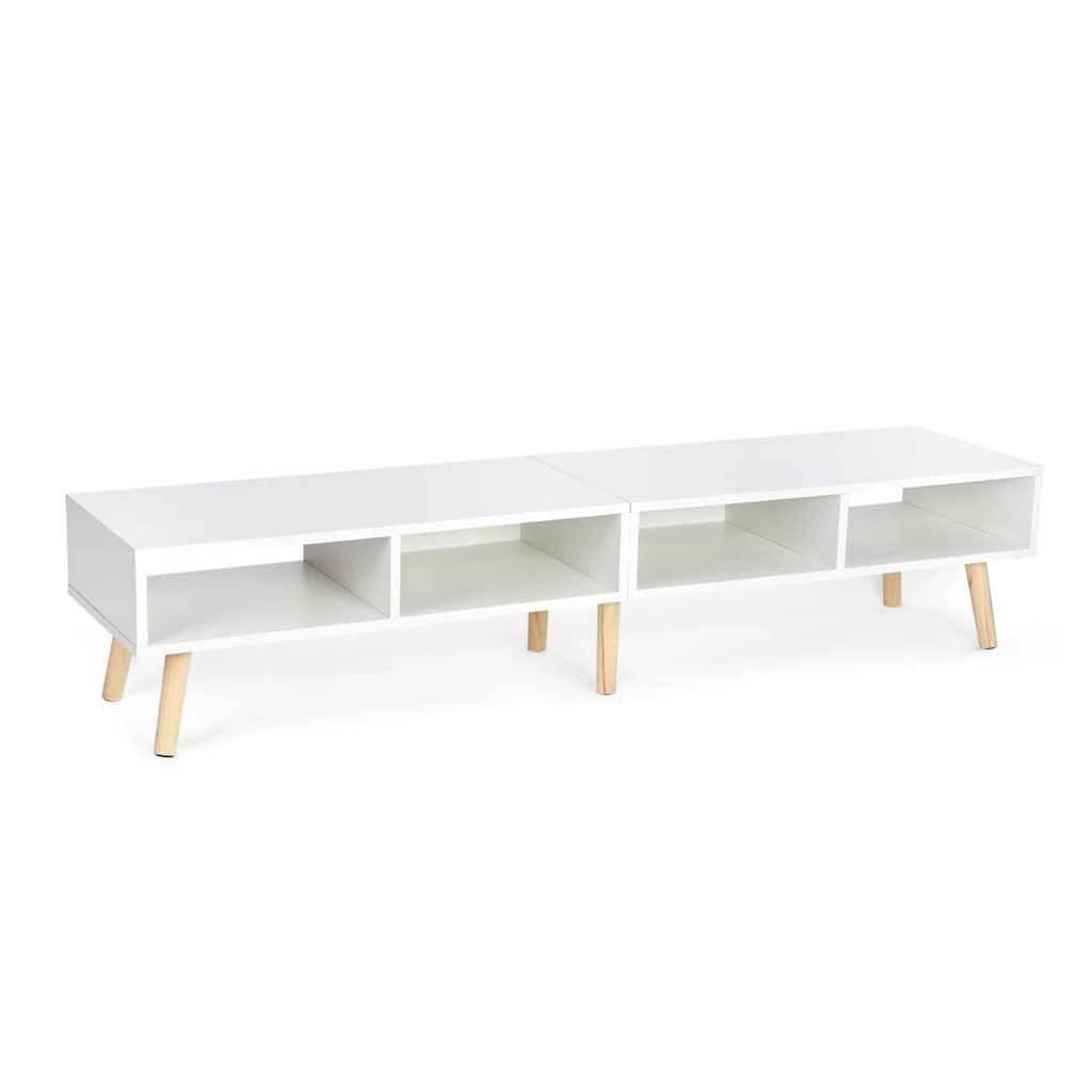 Mid Century Modern TV Stand for TVs up to 65 Inch Wood Media Console with Open Shelves and Cable Management