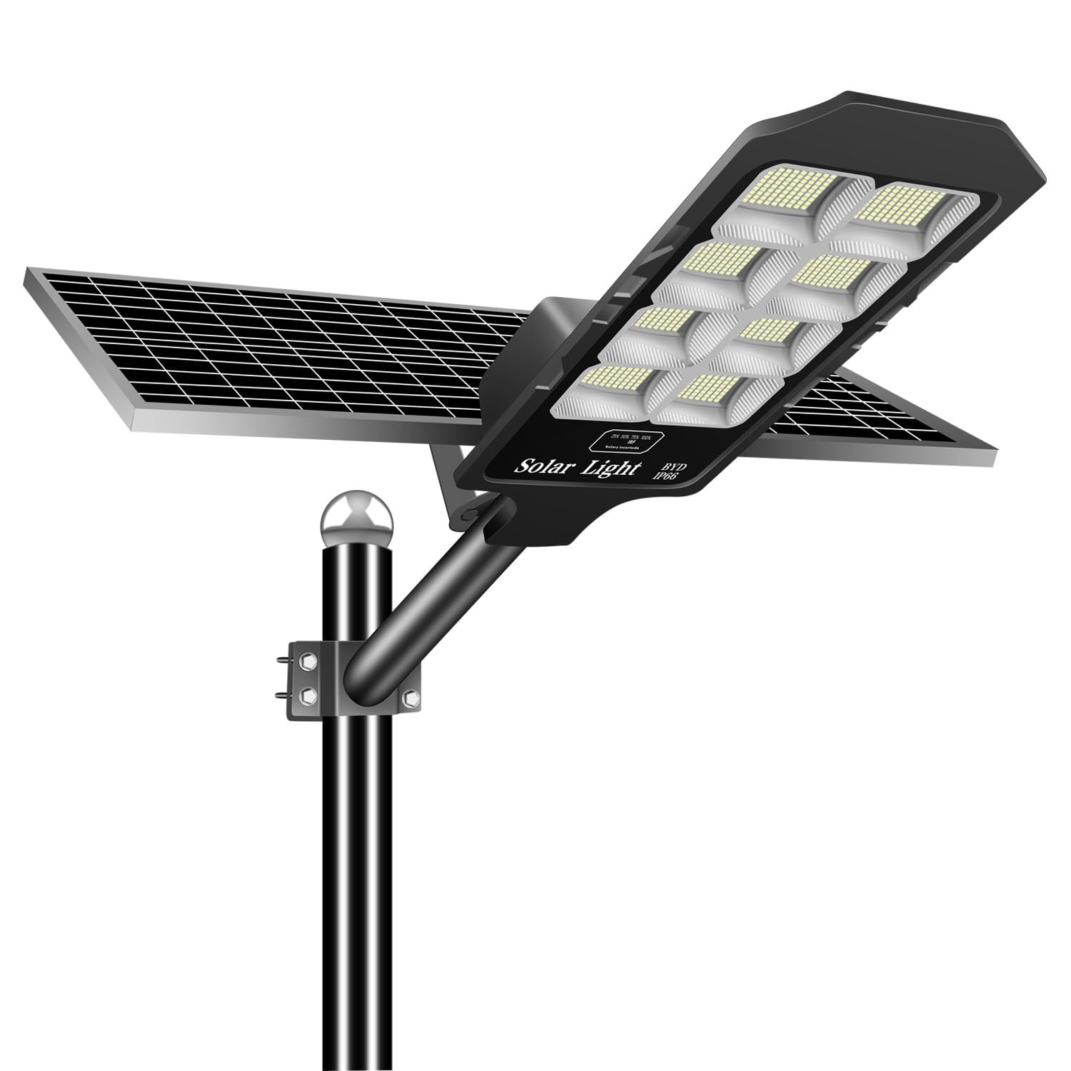 Solar Street Lights Outdoor, 1600W Solar Parking Lot Lights With Remote Security Motion Sensor Led Fixture Dusk to Dawn IP66