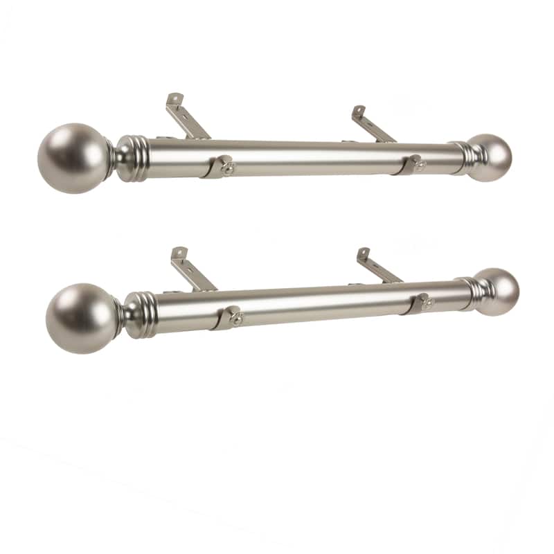 Steel Curtain Rods Set - 12-20 Inch Adjustable Rods with Finials - Drapery Rods for Windows - M