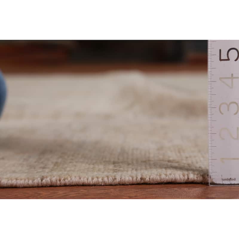 Hand Knotted Oriental 100% Wool Carpet Transitional All-Over Beige & Ivories Oushak Area Rug - 9' 10'' X 7' 8''