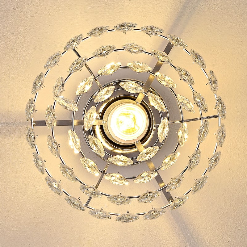 WINGBO Small Crystal Ceiling Light Fixture Mini Semi Flush Mount...