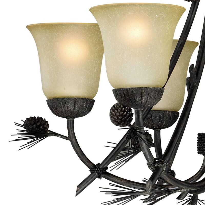 Sierra 6 Light Bronze Rustic Pinecone Chandelier - 27-in W x 31-in H x 27-in D