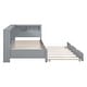 preview thumbnail 105 of 105, L-shape Daybed Wooden Sofa Bed Corner Bed with Bookcase Guardrail Built-in USB Charging Ports, Space-saving Bed