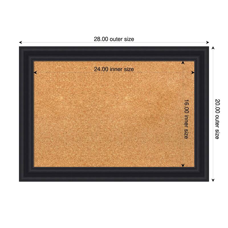 Dalat Black Framed Cork Board - Bulletin Board, Organization Board, Pin Board - Natural - 28 x 20 in
