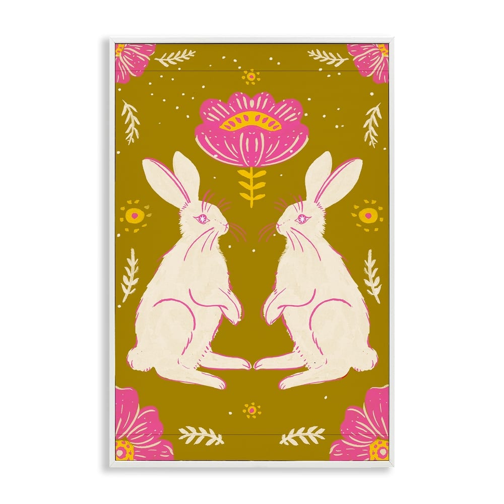Stupell Mirrored Spring Bunnies Framed Giclee Art Design By Hannah Moren