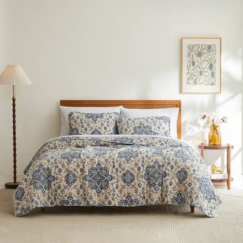 Persia Oversized Quilt Set - Indigo - 3 Piece - Queen