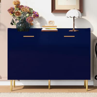 Wooden Storage Cabinet with Drawers and Steel Legs