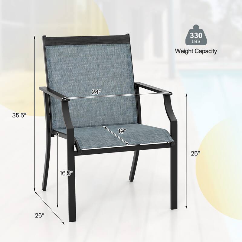 Gymax Set of 2 Patio Dining Chairs Outdoor Armchairs w/ Sturdy Metal