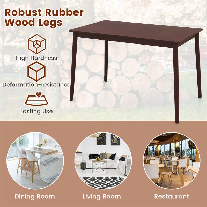 Gymax 48'' Rectangular Dining Table for 4 w/ Rubber Wood Legs Mid