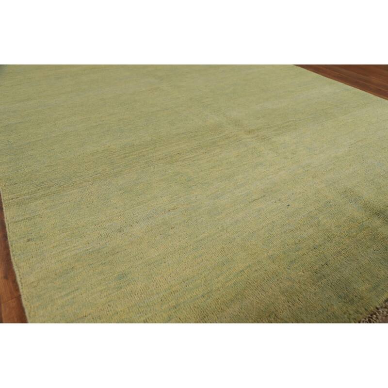 Light Green Modern Gabbeh Oriental Area Rug Handmade Wool Carpet - 4'11" x 6'7"