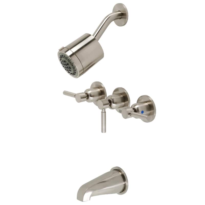Concord Three-Handle Tub and Shower Faucet - Brushed Nickel