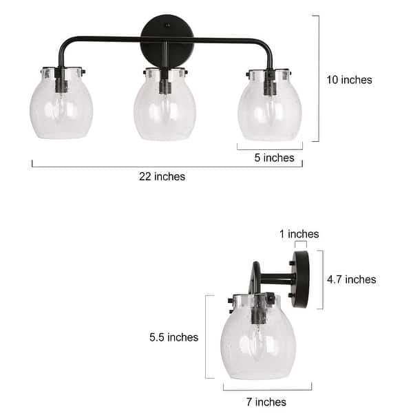 dimension image slide 0 of 2, Olia Modern Farmhouse Bathroom Vanity Light Black Glass Wall Sconces