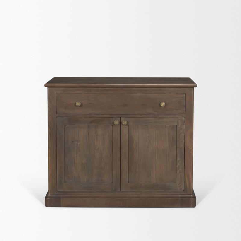 Baron Light / Dark Brown Solid Wood w/ Antique Knobs 2-Door Accent Cabinet