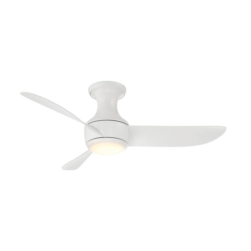 Corona 3-Blade Smart FlushMount Ceiling Fan 44in 3000K LED & Remote - N/A - Matte White
