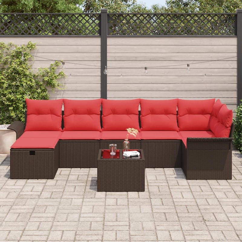 vidaXL 7/8 Piece Garden Sofa Set with Cushions - 117.1×52.2×27.2