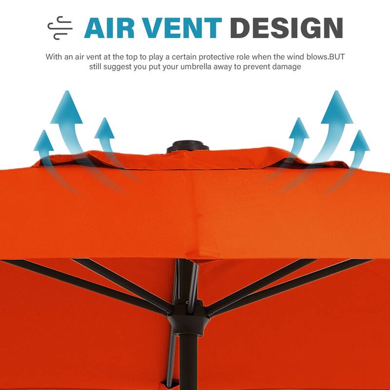 8*10ft Rectangular Patio Market Umbrella with Crank & Tilt，UV-Resistant