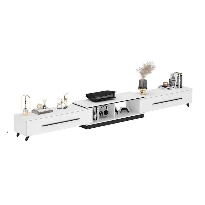 Extendable Modern TV Stand for TVs up Black/White Living Room Table