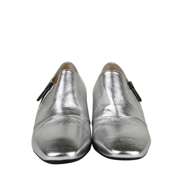 silver leather ankle boots