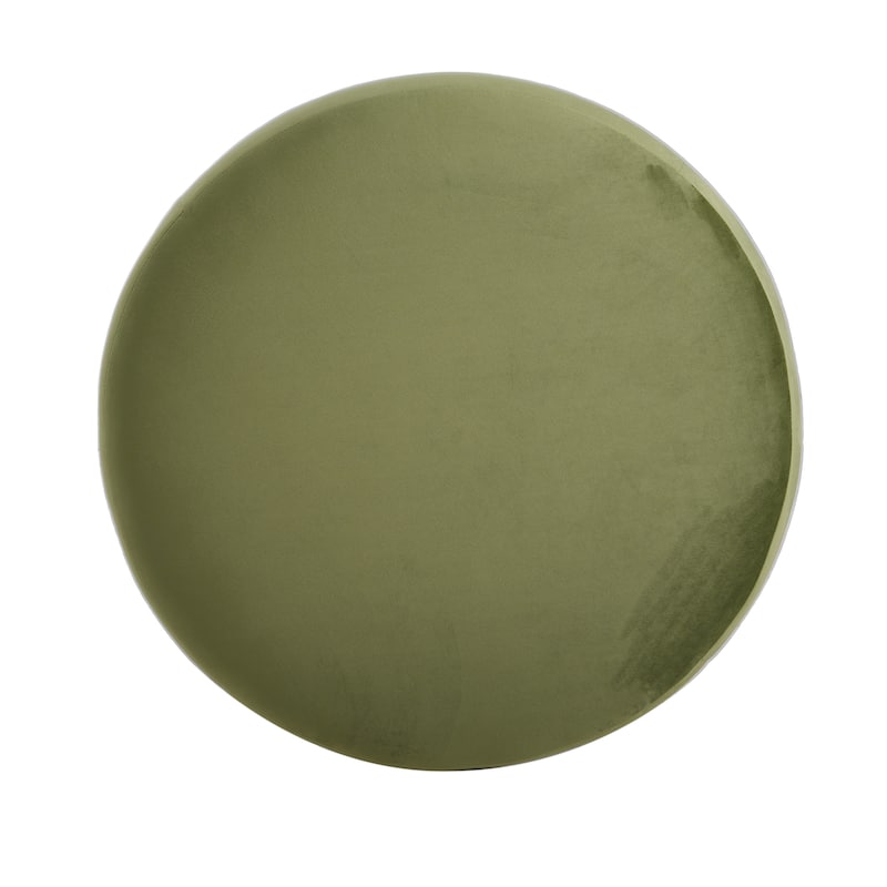 Round Fabric Ottoman - Soft Upholstered Footrest Stool for Living Room or Bedroom