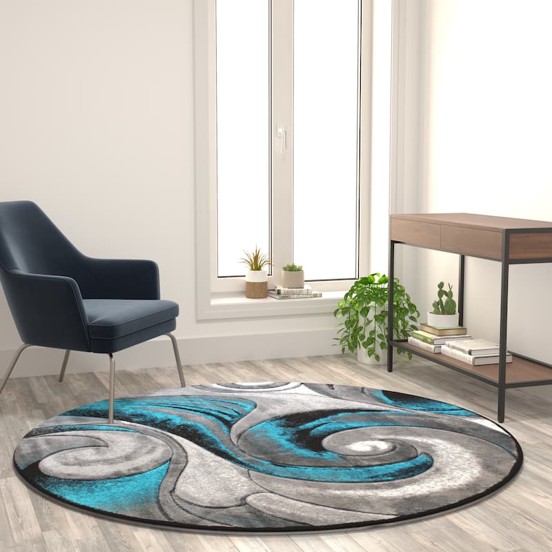 Modern Ocean Wave Design Olefin Indoor Area Rug